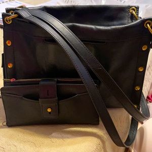 Fossil leather purse with matching Fossil black leather wallet